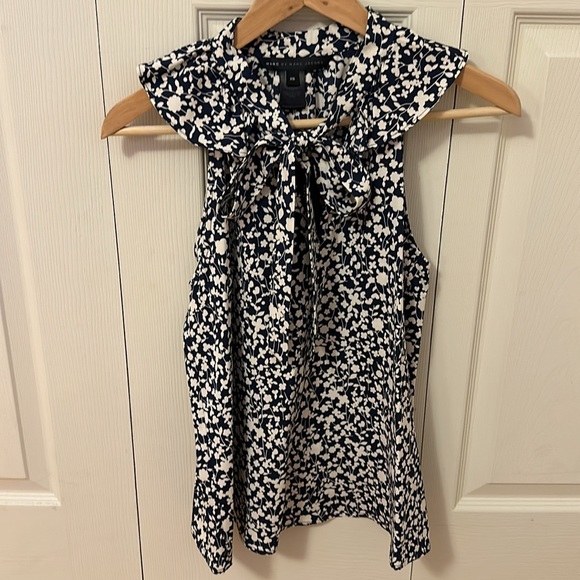 NWT Marc by Marc Jacob’s ribbon tie front floral print blouse size xsmall - Picture 2 of 8
